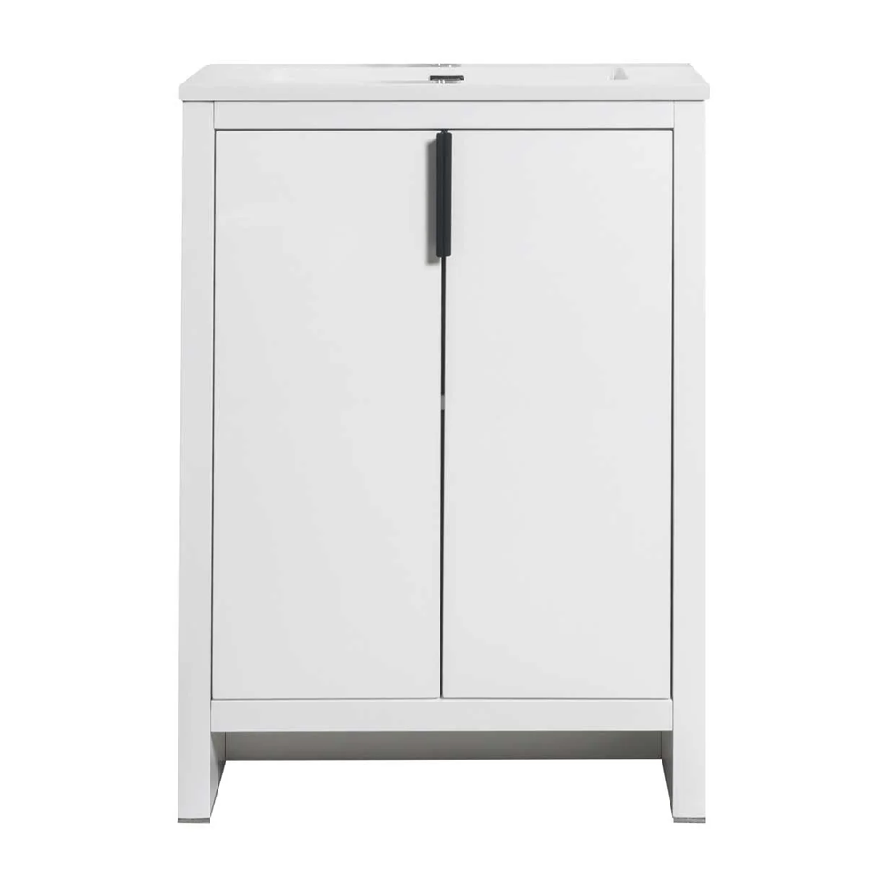 Evana 24" W Freestanding Vanity with Sink Top White | LessCare